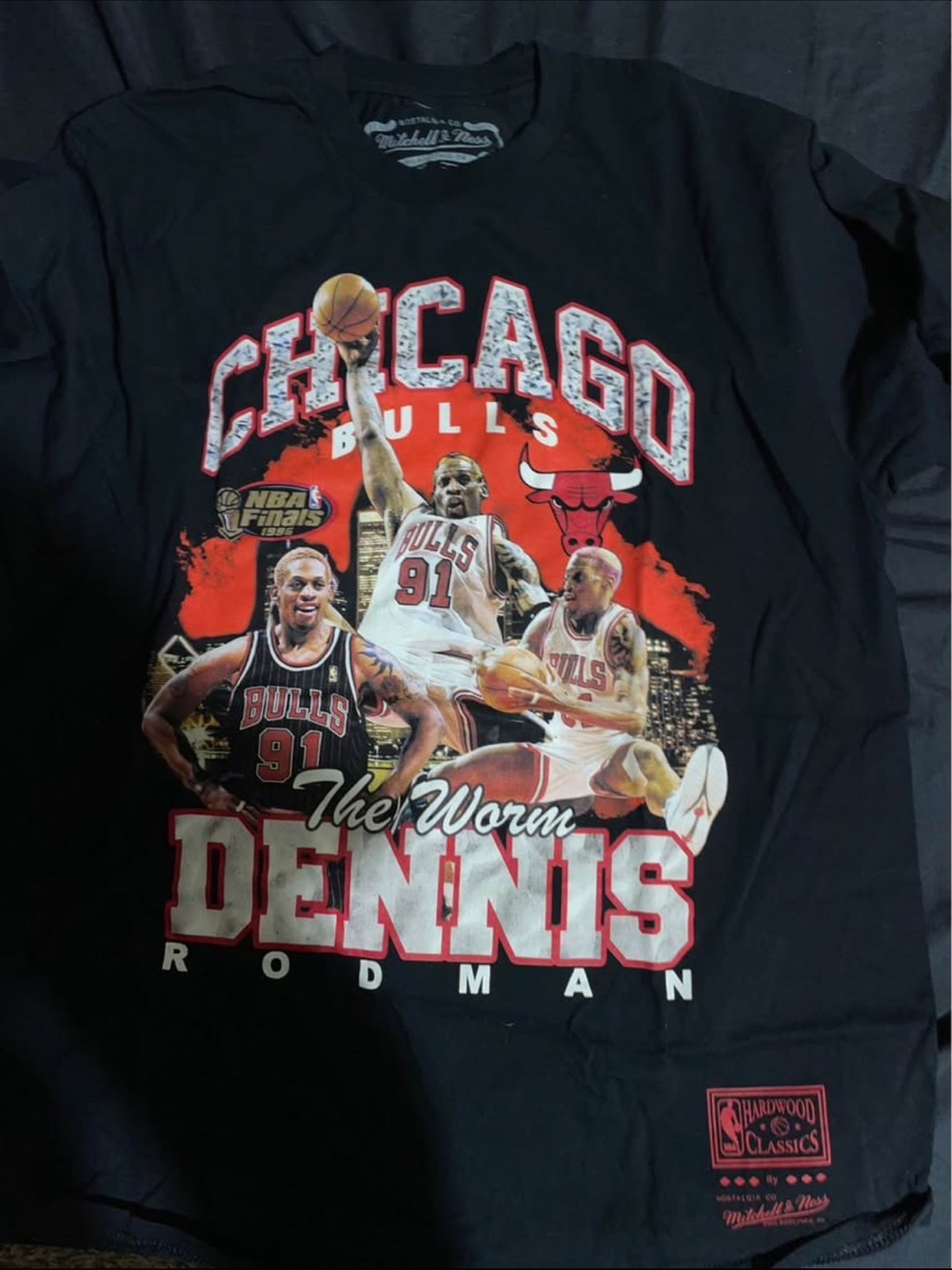 Mitchell & Ness Black Chicago Bulls Dennis Rodman Graphic Tee